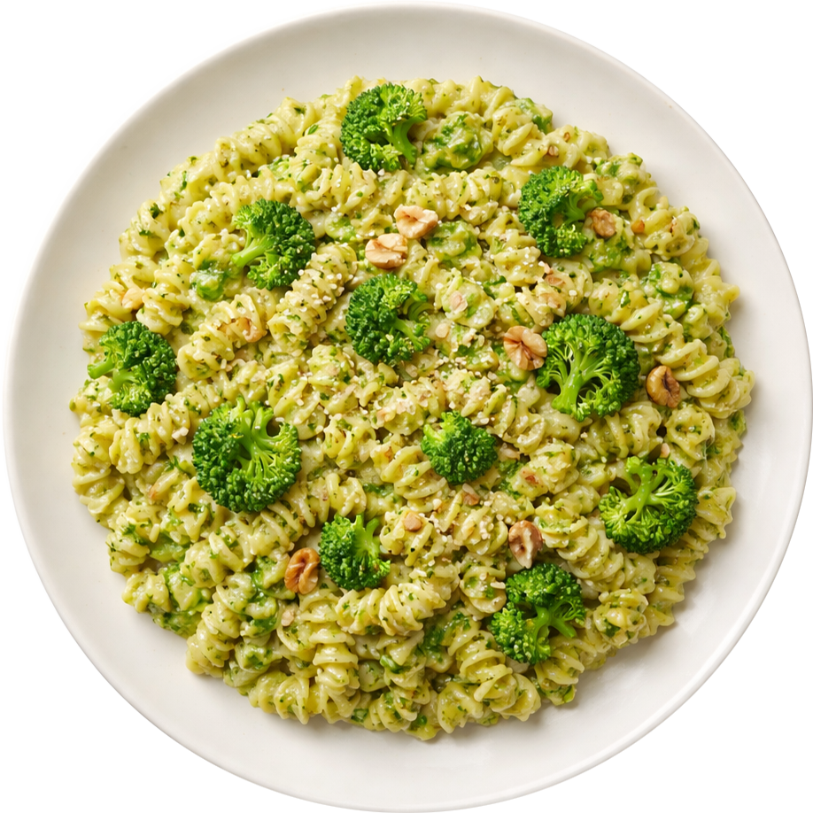Fusilli con pesto broccoli e noci